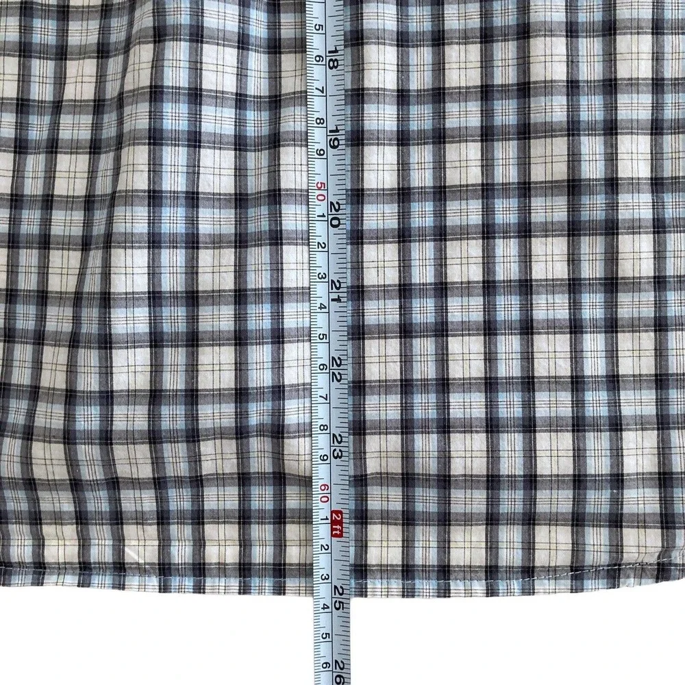 GAP Kids XL 12 Plaid SHIRT White Blue Gray button down Long Sleeve‎ Chest Pocket